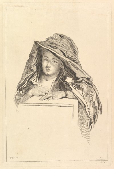 Ritratto di busto di una donna con mantello con cappuccio, XVIII secolo da François Boucher
