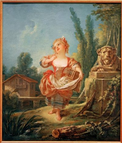 La ragazza con la gabbia per uccelli da François Boucher