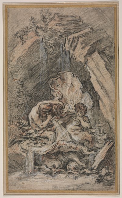 Fontana con due tritoni che soffiano conchiglie da François Boucher