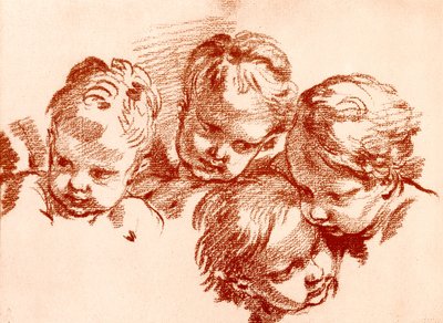 Quattro studi di teste di bambini da François Boucher