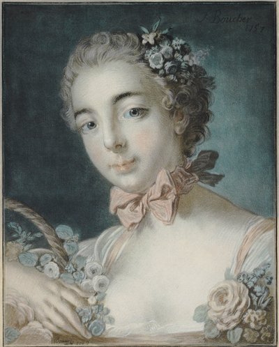 Testa di Flora, 1769 (incisione a pastello) da François Boucher