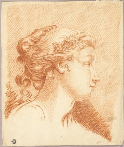 Testa di ragazza di profilo a destra da François Boucher