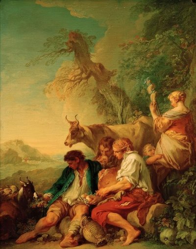 Pastore con bestiame in un paesaggio da François Boucher