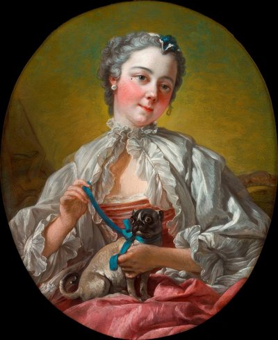 Giovane donna con carlino da François Boucher