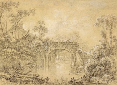 Paesaggio con ponte rustico da François Boucher