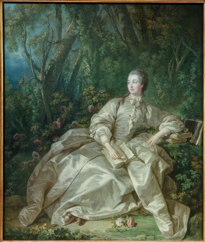 Madame de Pompadour seduta all