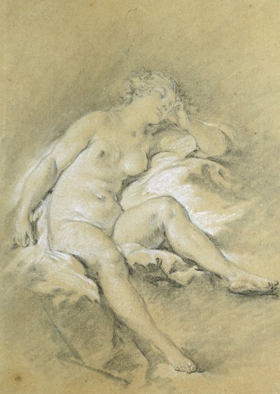 Giovane donna nuda seduta, addormentata da François Boucher