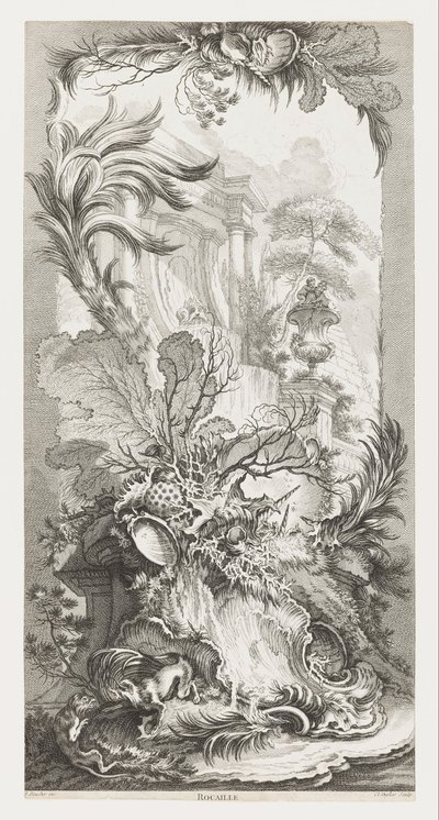 Rocaille [Design rococò], in Nouveaux Morceaux pour des Paravents [Nuovi concetti per i paraventi]. da François Boucher