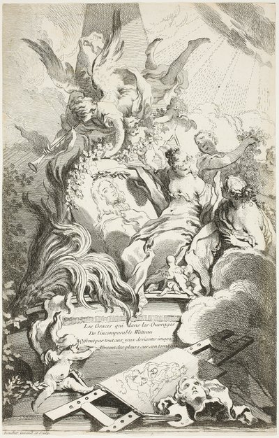Le grazie sulla tomba di Watteau da François Boucher