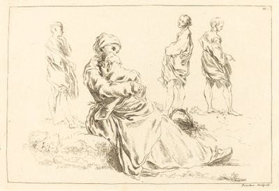 Studi di figure, inclusa Madre e Bambino seduti da François Boucher after Abraham Bloemaert