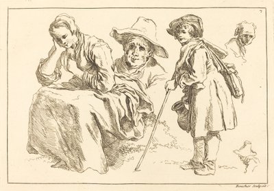 Studi di figure, incluso ragazzo in piedi con una brocca da François Boucher after Abraham Bloemaert