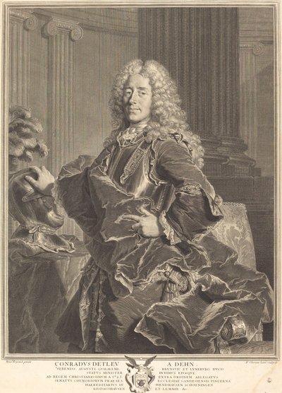 Conradus Detleu von Dehn da François Chereau I after Hyacinthe Rigaud