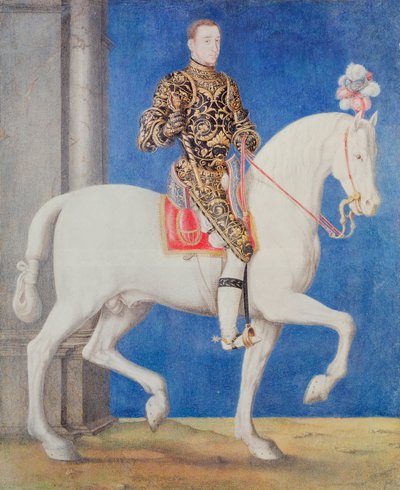 Ritratto equestre presunto essere il Delfino Enrico II (1519-59) c.1543 da François Clouet