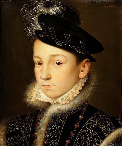 Re Carlo IX di Francia (1550-1574), ritratto a mezzo busto da François Clouet