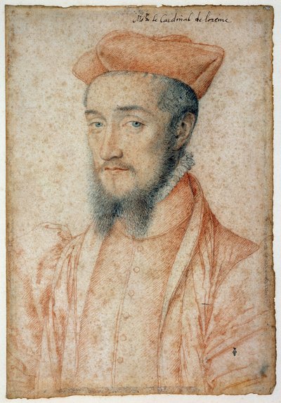 Ritratto di Carlo, Cardinale di Lorena (1525-1574). Disegno a sanguigna e pietra nera di François Clouet (1515-1572) da François Clouet