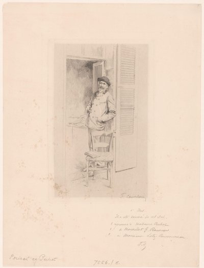 Ritratto di Félix Hilaire Buhot da François Courboin (signed by artist)