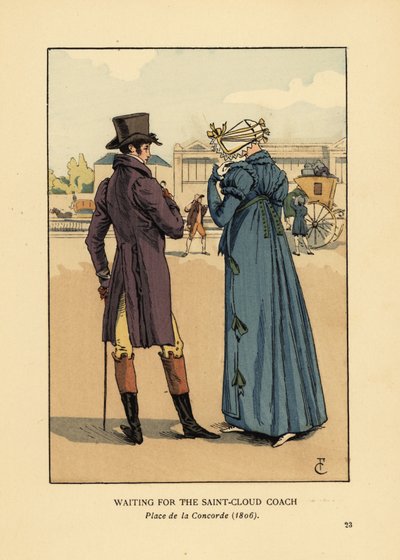 Coppia che aspetta la carrozza di Saint-Cloud, Place de la Concorde da François Courboin