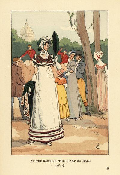 Donna alla moda alle corse di cavalli sul Champ de Mars da François Courboin