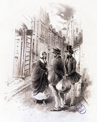 Illustrazione di "Profilo di grisette" appartenente al Receuil "Mimi de Pinson" di Alfred de Musset da François Courboin