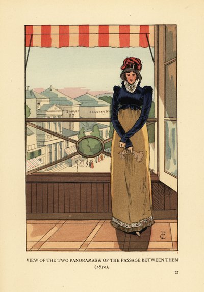 Donna alla finestra che guarda i Panorami e il Passage des Panoramas, sul Boulevard Montmartre, Parigi da François Courboin