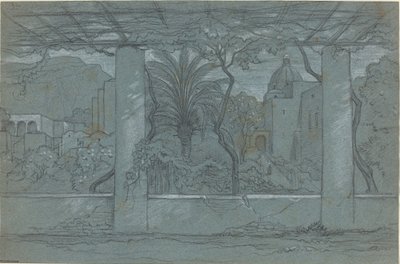 Una terrazza e giardino a Capri [recto] da François Edouard Bertin