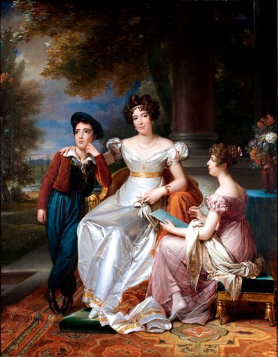 Francese: Portrait de la comtesse du Cayla avec ses enfants Ugoline et Ugolin sur la terrasse du château de Saint-Ouen Ritratto della comtesse du Cayla e dei suoi due figli da François Gérard