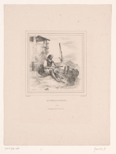 Vecchio pescatore con liuto vicino all