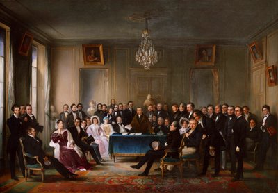 François-Guillaume Andrieux legge la sua tragedia Junius Brutus nel foyer da François Joseph Helm
