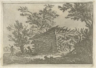 Paesaggio con un fienile diroccato da François Joseph Pfeiffer (II)