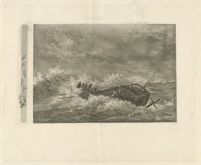Mare tempestoso con nave che affonda da François Joseph Pfeiffer (II)