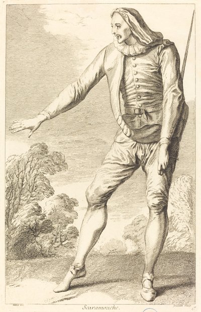 Scaramouche da François Joullain after Claude Gillot