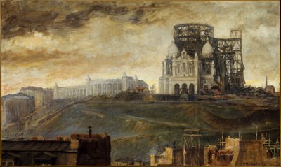La Butte Montmartre con il Sacré-Coeur in costruzione, ca. 1890 da François Marius Borrel