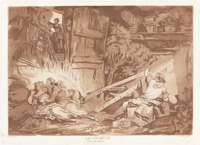 La caduta (La Culbute) da François Philippe Charpentier after Jean Honoré Fragonard, published by Pierre François Basan