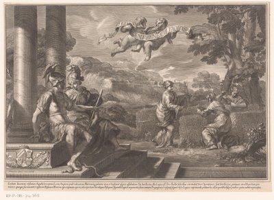 Personificazioni sedute di Genio e Filosofia con ninfe che piantano rose da François Spierre