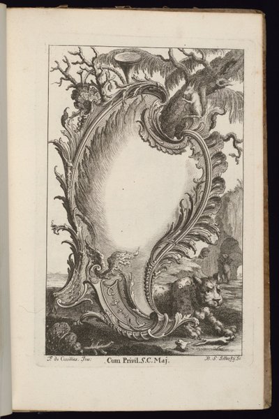 Cartouche con albero, Livre de Cartouches Irréguliers da François de Cuvilliés the Elder