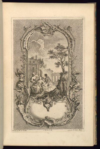 Progetto per cartiglio con scomparti grandi e piccoli da François de Cuvilliés the Elder