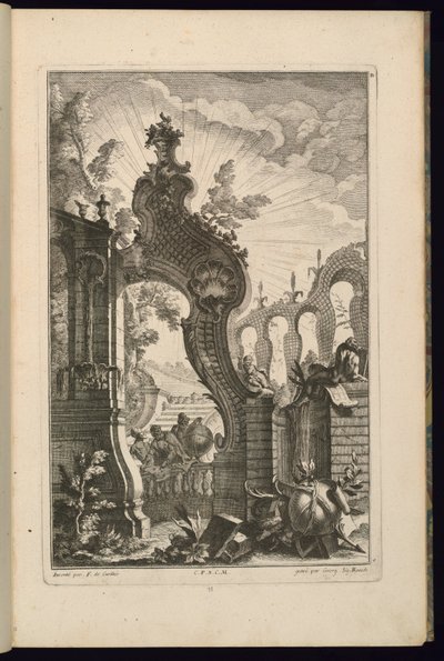 Disegno per fontana con archi a traliccio da François de Cuvilliés the Elder