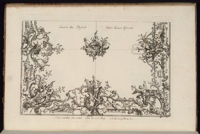 Due quarti di un soffitto, Nouveau Livre de Plafonds Irréguliers da François de Cuvilliés the Elder