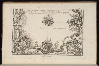 Due quarti di un soffitto, Nouveau Livre de Plafonds Irréguliers (Nuovo libro di soffitti irregolari) da François de Cuvilliés the Elder