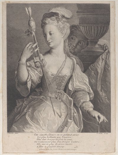 Giovane donna che fila il filo per una freccia da François de Poilly