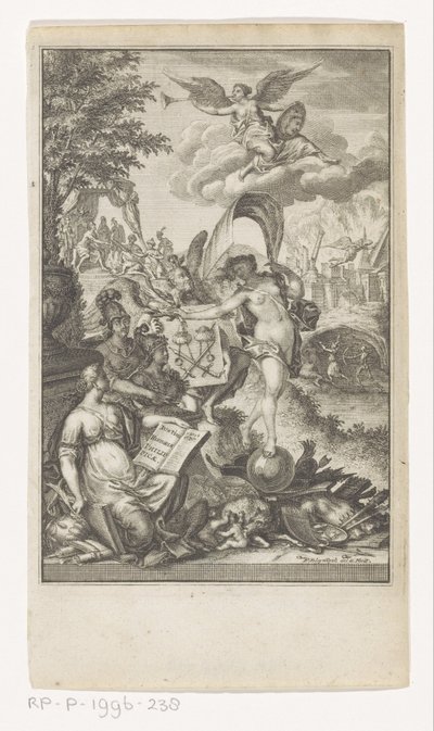 Allegoria della vittoria sulla Macedonia (frontespizio per: Marcus Iunianus Iustinus e Abraham Gronovius, Iustini Historiae Philippicae, 1719) da François van Bleyswijck