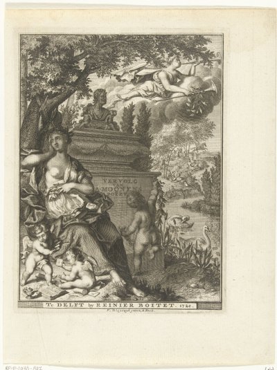 Musa e putti presso il monumento funebre del poeta Arnold Moonen da François van Bleyswijck