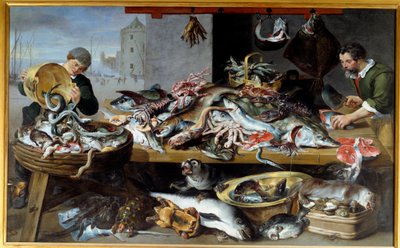 Mercanti di pesce al loro banco da Frans (studio of) Snyders