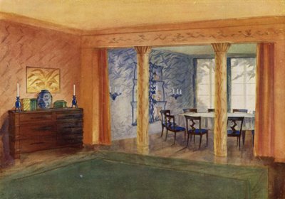 Soggiorno e sala da pranzo (litografia a colori) da Frans Arnold Breuhaus de Groot