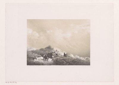 Persone nelle dune che guardano una nave in pericolo da Frans Arnold Breuhaus de Groot