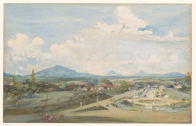 Piazza Tillema a Semarang con i vulcani Sindoro e Soembing sullo sfondo da Frans Bakker (signed by artist)