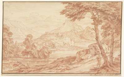 Paesaggio con un villaggio sull