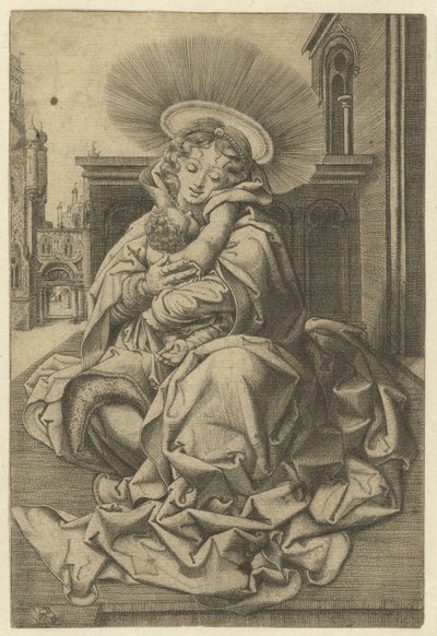 Madonna con bambino in un giardino da Frans Crabbe van Espleghem