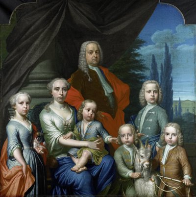 Willem Philip Kops (1695-1756), con sua moglie e i suoi figli da Frans Decker