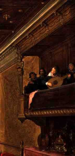 Dettaglio dei musicisti da Salomè che presenta la testa di San Giovanni Battista a Re Erode da Frans Francken